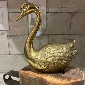 Elegant Solid Brass  Swan Sculpture
